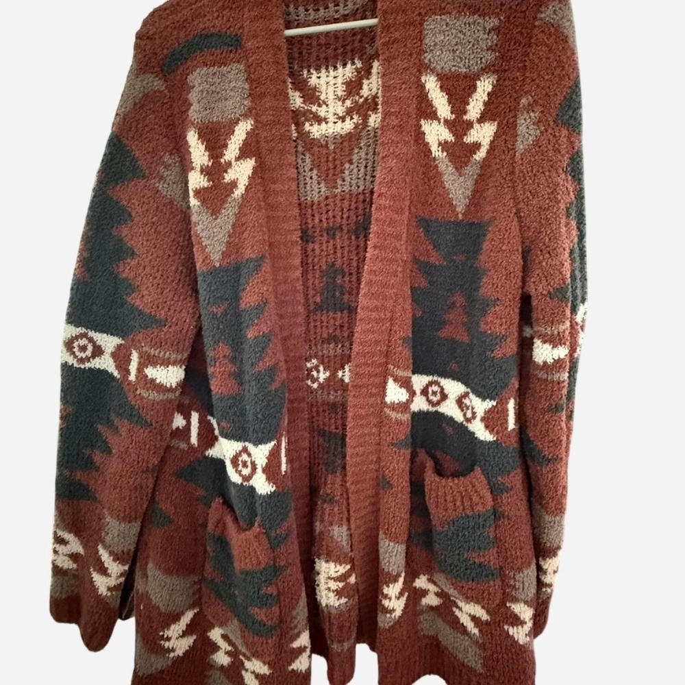 JODIFL Earthy Tones Geometric Cardigan